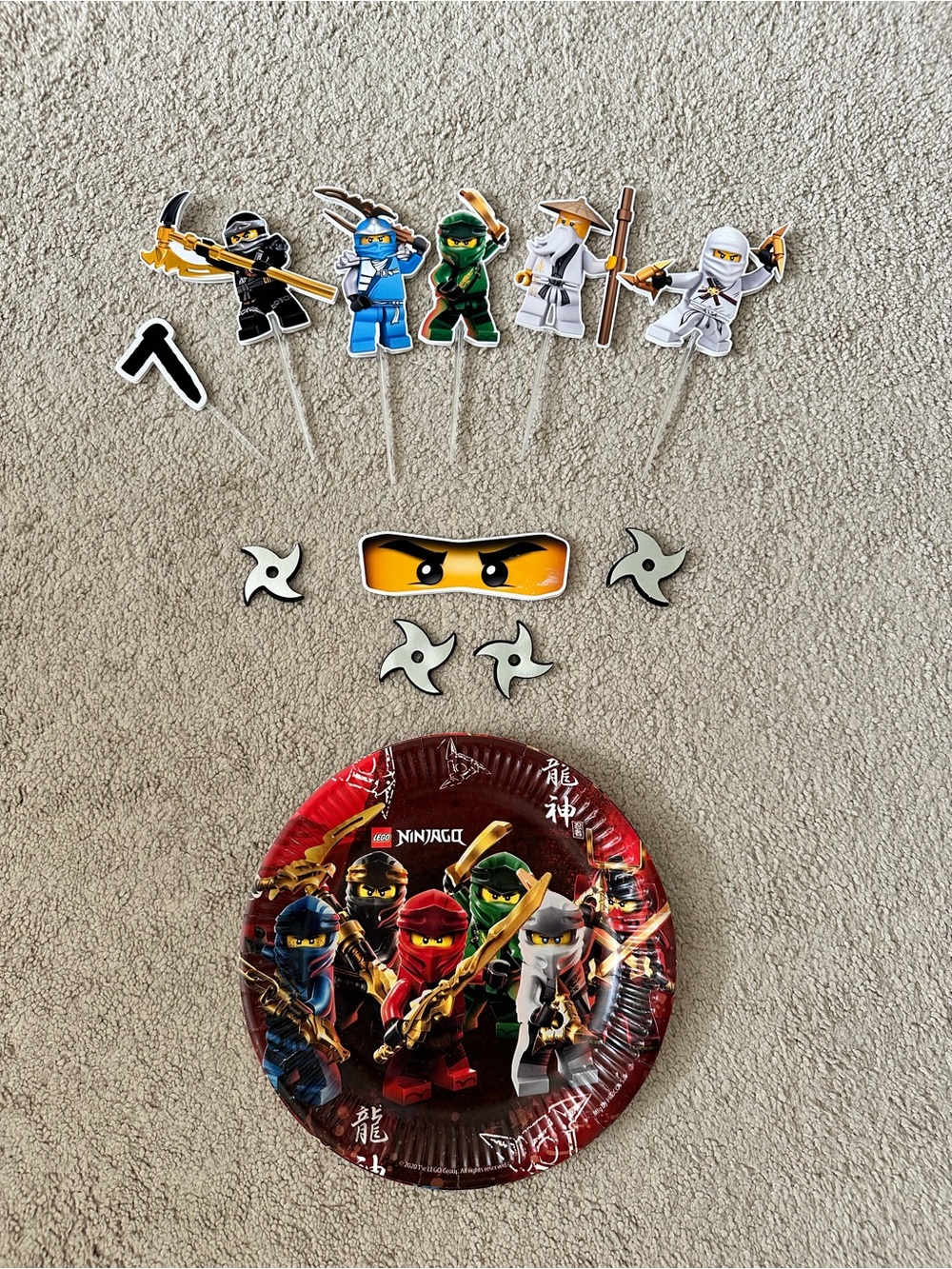 Ninjago Theme Birthday Party Cake Toppers Plates